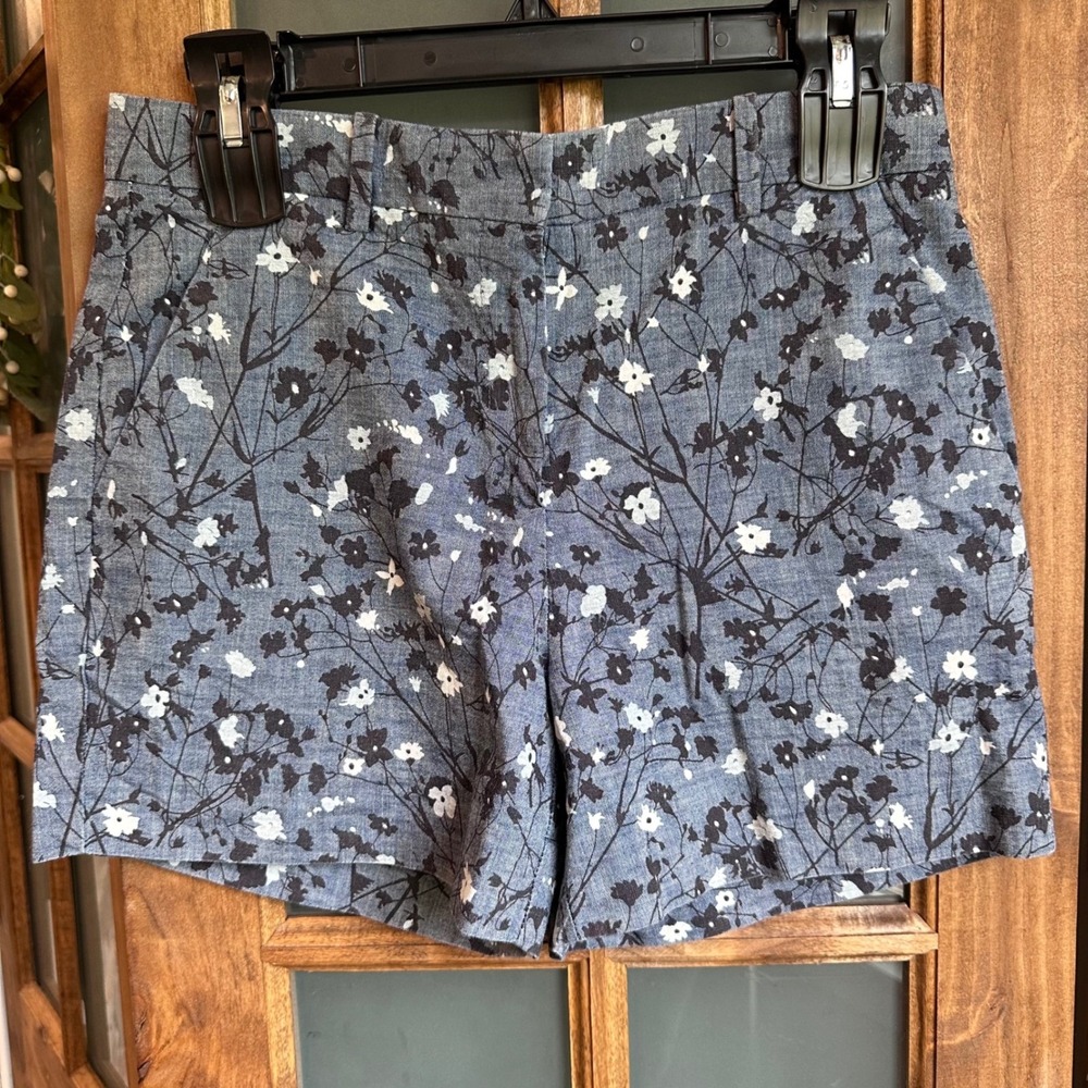Gap Tailored Short Women Shorts‎ Blue Floral Cotton Botanical Casual Summer 00R
